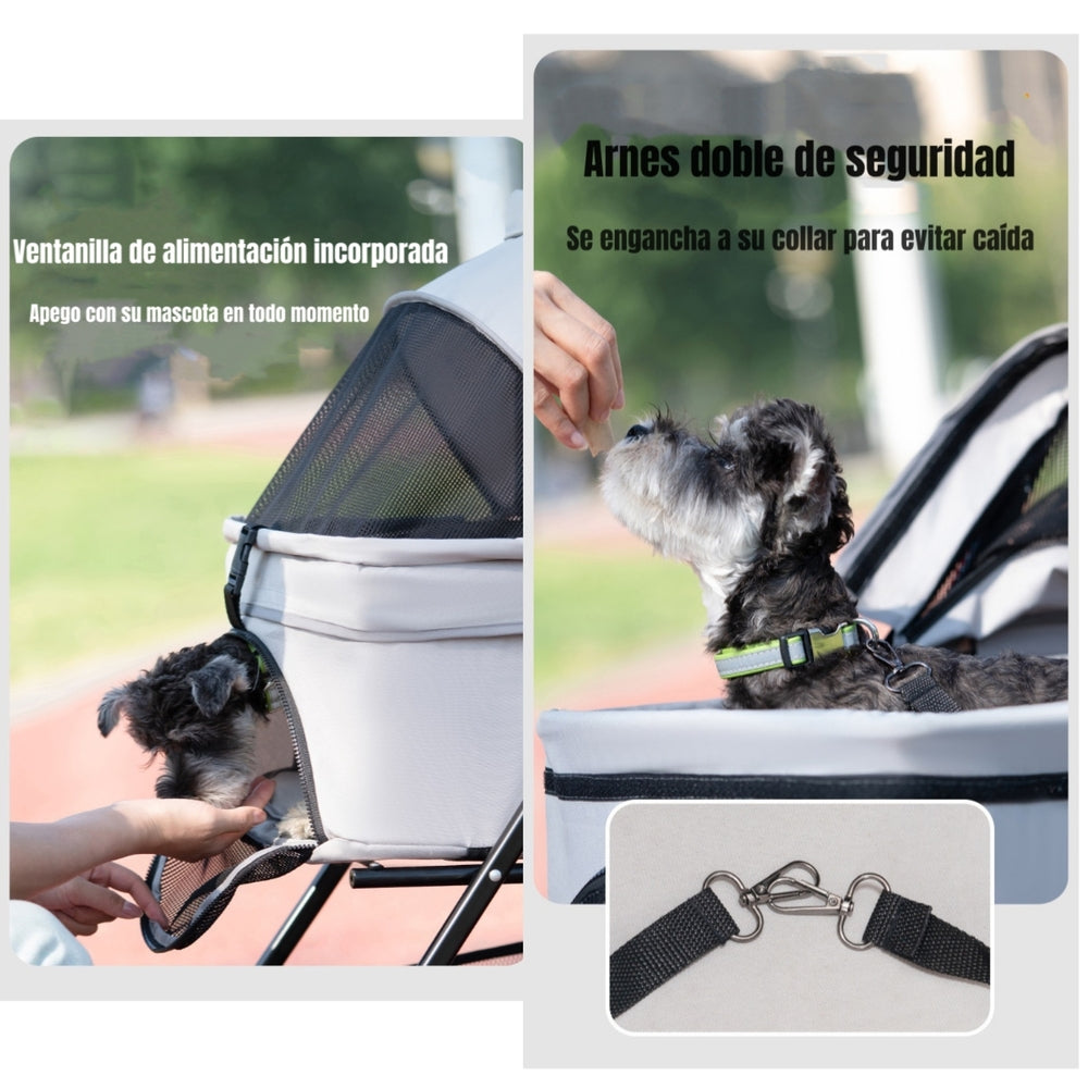 Coche Para Mascotas Perros Gatos 2 En 1 LuBabycas Gris