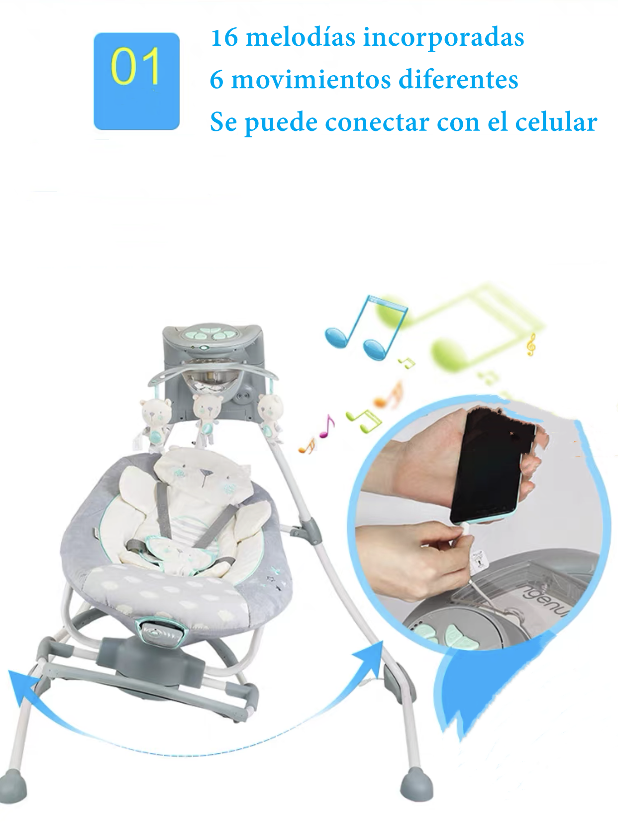 Columpio Mecedora Electrico 360° Ingenuity Lubabycas