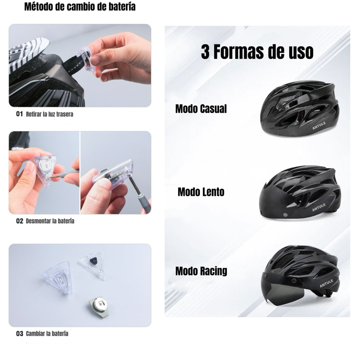 Casco Bicicleta Adulto Con Visera Magnética Azul RS Antule