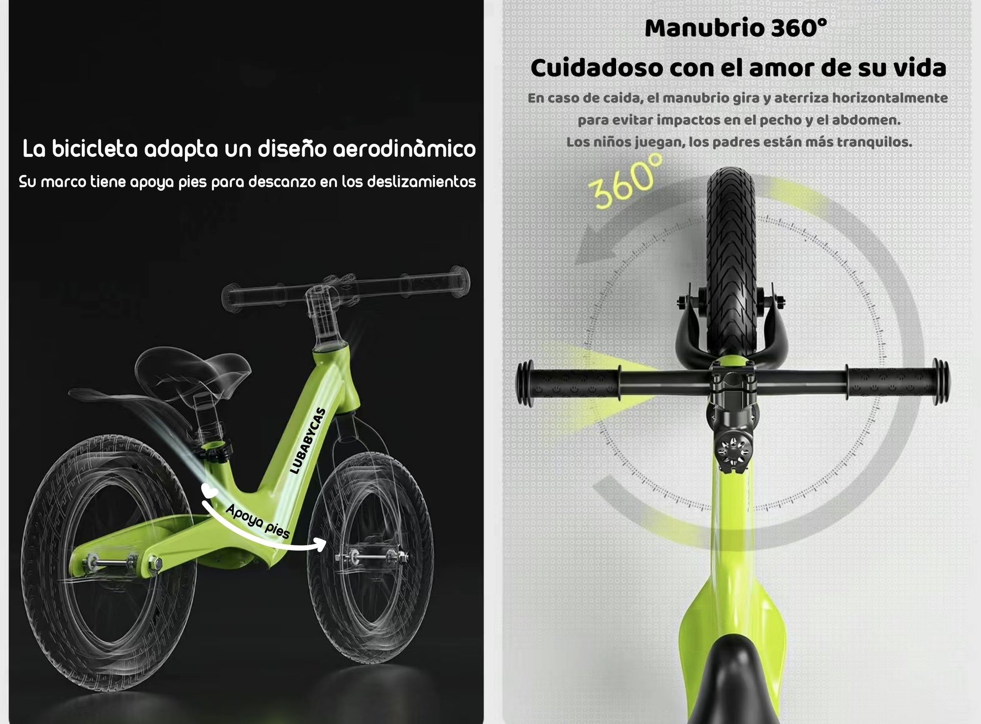 Bicicleta De Equilibrio Aprendizaje 2-8años Lubabycas Verde