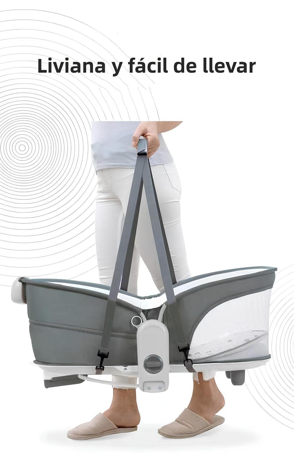 Cuna Moisés Y Columpio Con Vibración 2 En 1 Lubabycas Gris