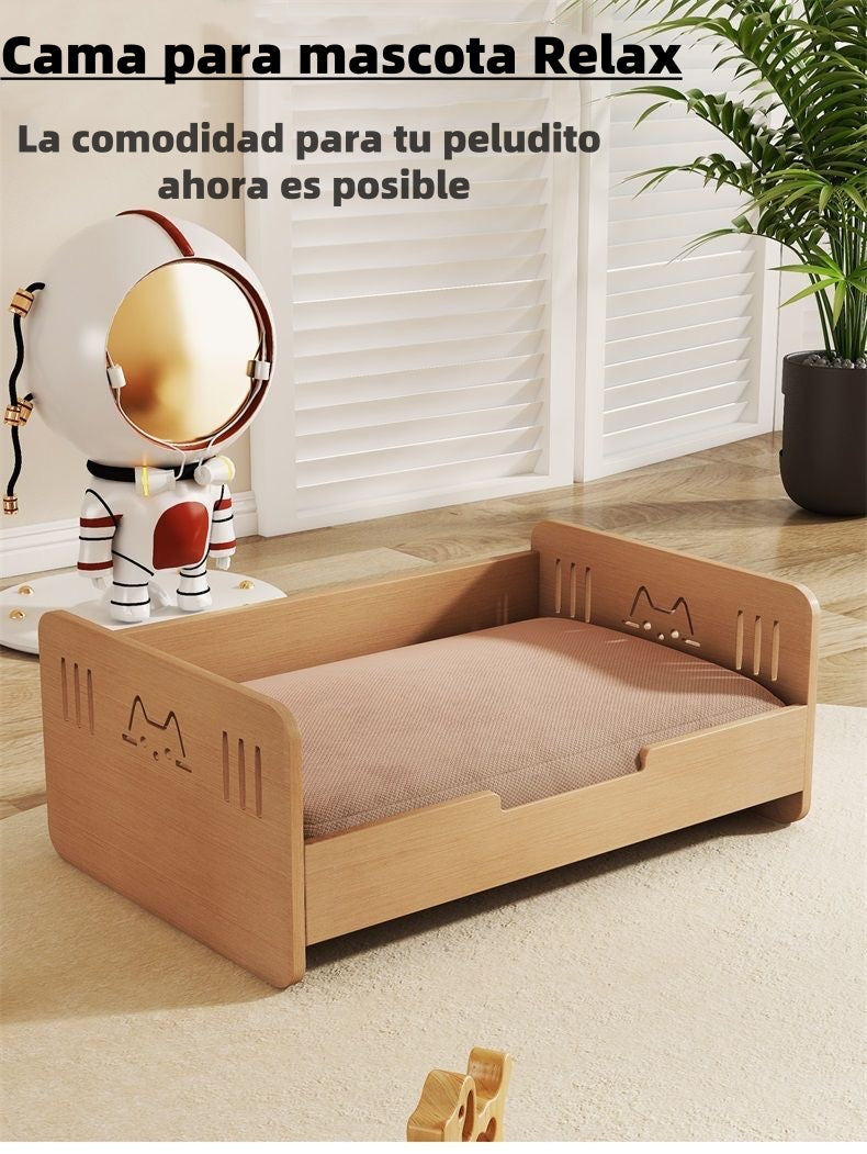 Cama Para Mascotas Madera Con Colchón 50x70cm By LuBabycas