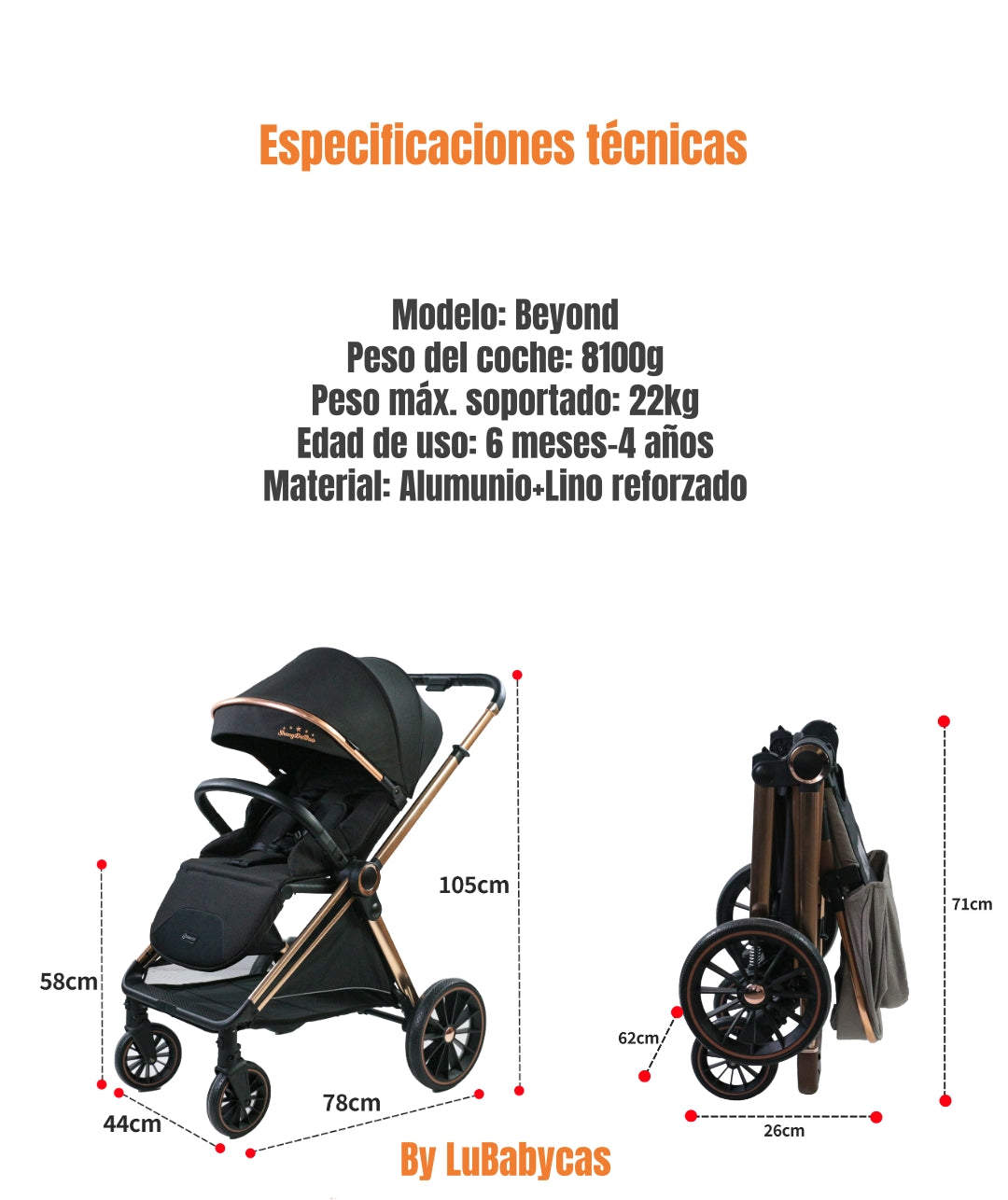 Coche De Paseo 0-4 Años Aluminio Gris Beyond By LuBabycas