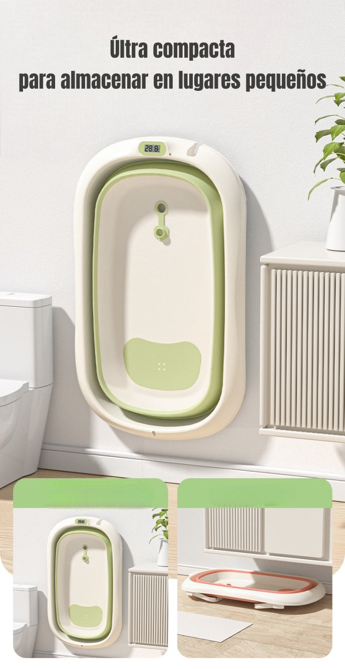 Bañera Con Termómetro Cojín Premium Rosada LuBabycas