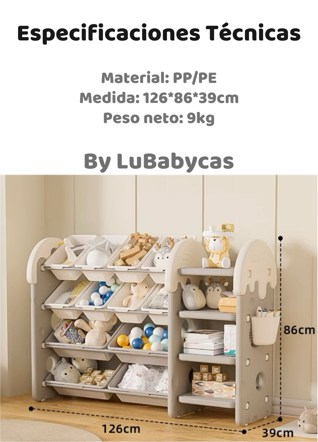 Estante Infantil Organizador De Juguetes Espacioso LuBabycas