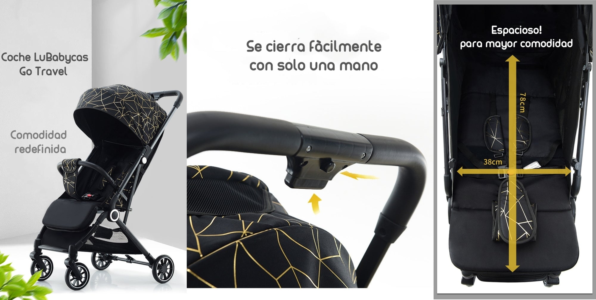 Coche de Paseo Últra Compacto LuBabycas Black