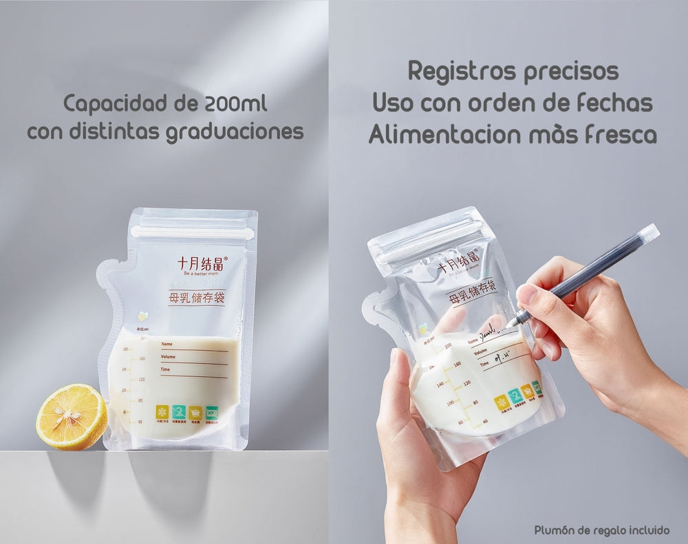 Bolsa Para Leche Maternal 36 Unidades Y 1 Plumón Lubabycas