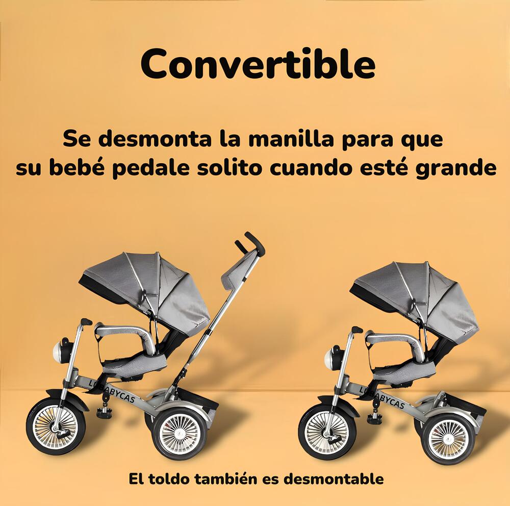 Triciclo Multifuncional 360° Con Luces Lubabycas Negro