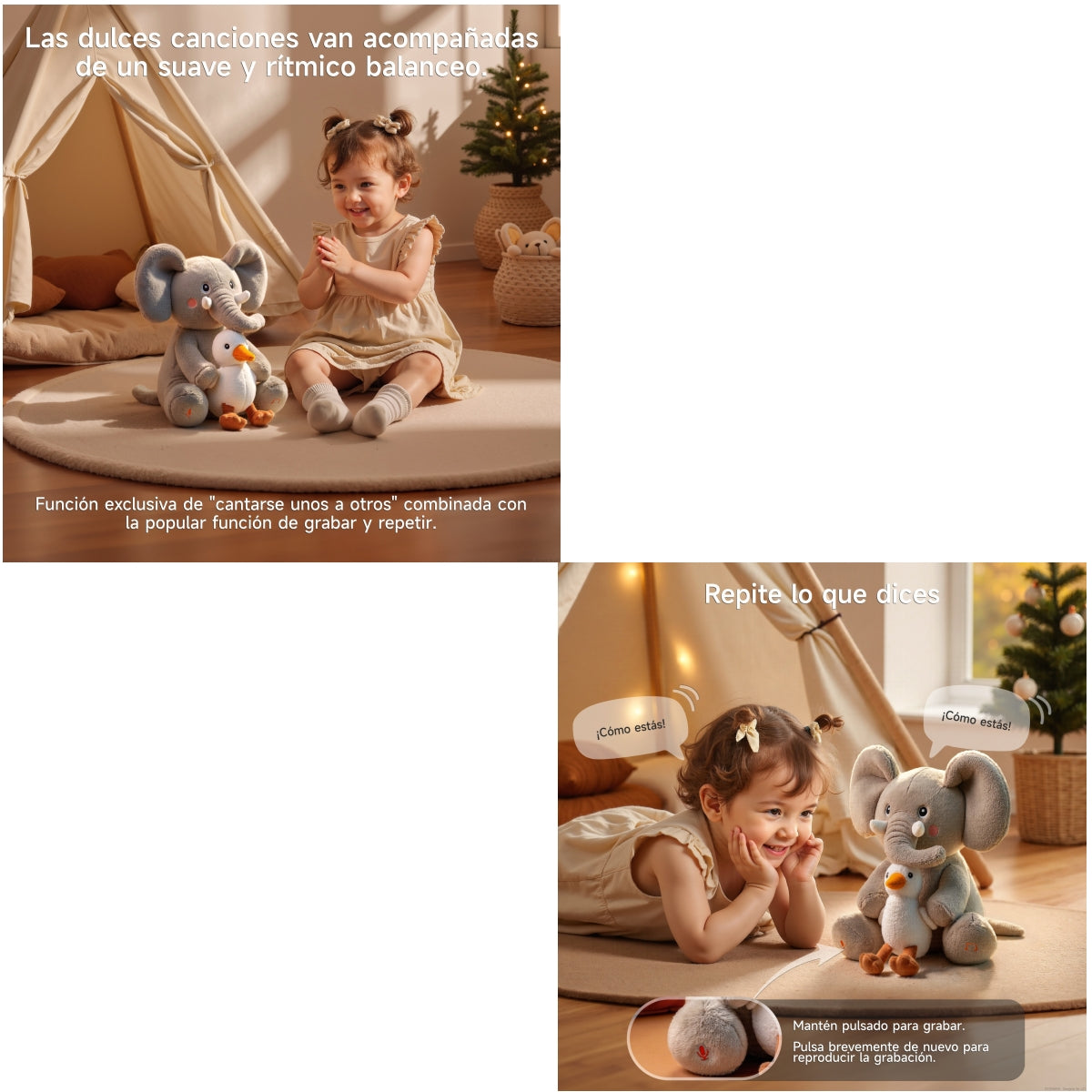 Peluche Elefante Interactivo Graba Canta y se Balancea TM389