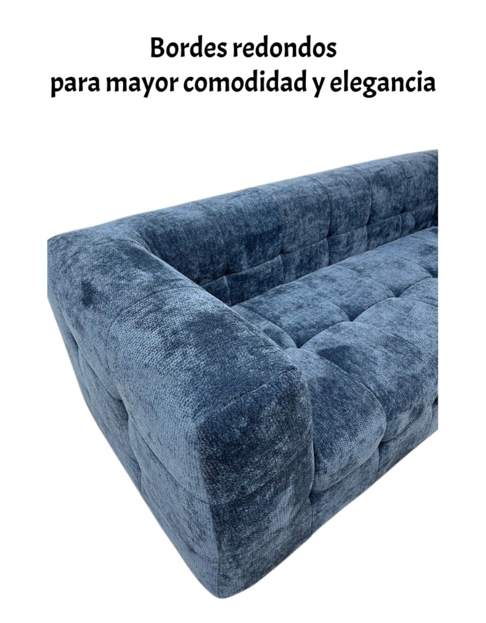 Sofá Comprimido Tela De Pana 200x90cm K30 Azul