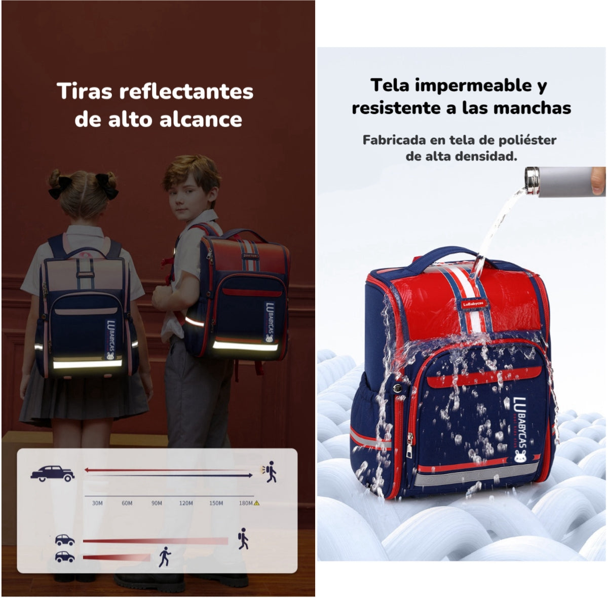 Mochila Escolar Infantil Impermeable 5S Roja LuBabycas