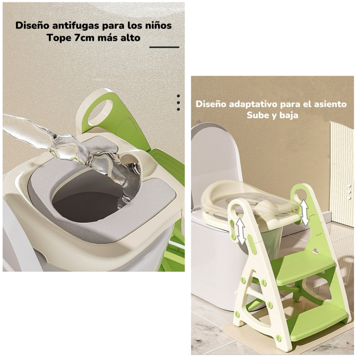 Asiento Adaptador Escalera Inodoro Para Niños Gris LuBabycas