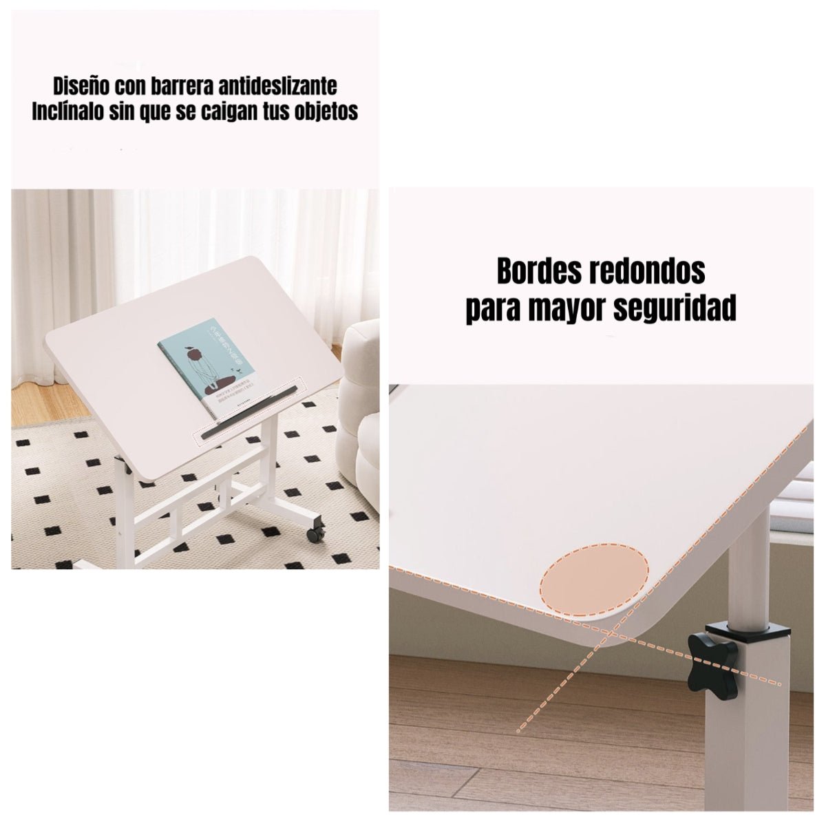 Escritorio Plegable Hatch 80x40cm Con Barrera Antideslizante