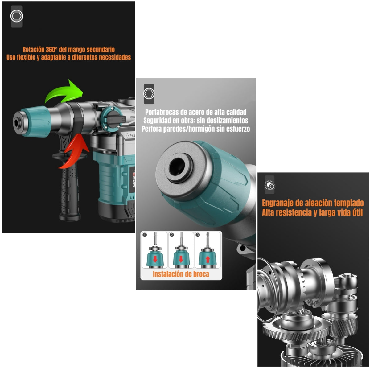 Kit Taladro De Impacto 1200W Industrial Con Caja Accesorios