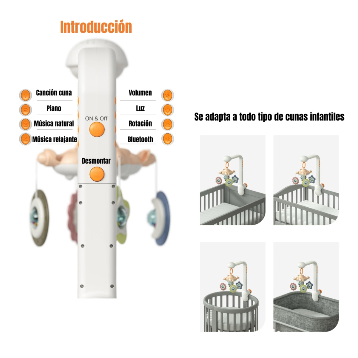 Móvil Proyector Luz Bluetooth Giratorio TM188 LuBabycas