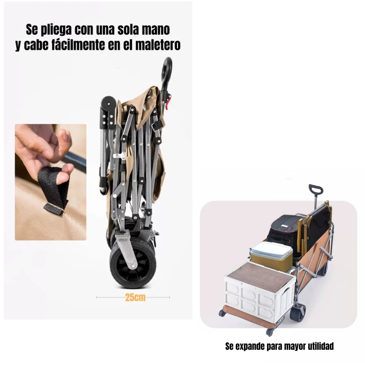 Carro Camping Expandible Multifuncional Doble Manilla Meteor