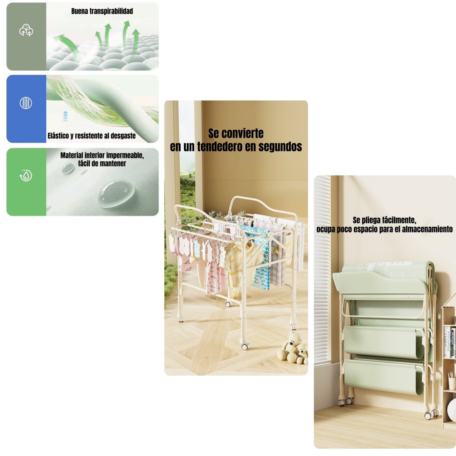Mudador De Pañales LuBabycas Plegable Regulable Versa Gris