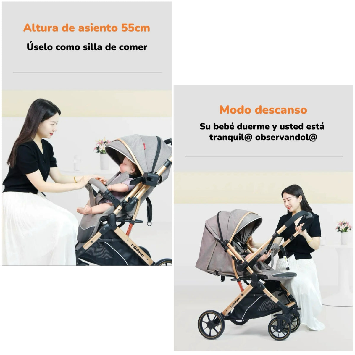 Coche De Paseo Reversible Con Cubre Pies B1 Negro LuBabycas