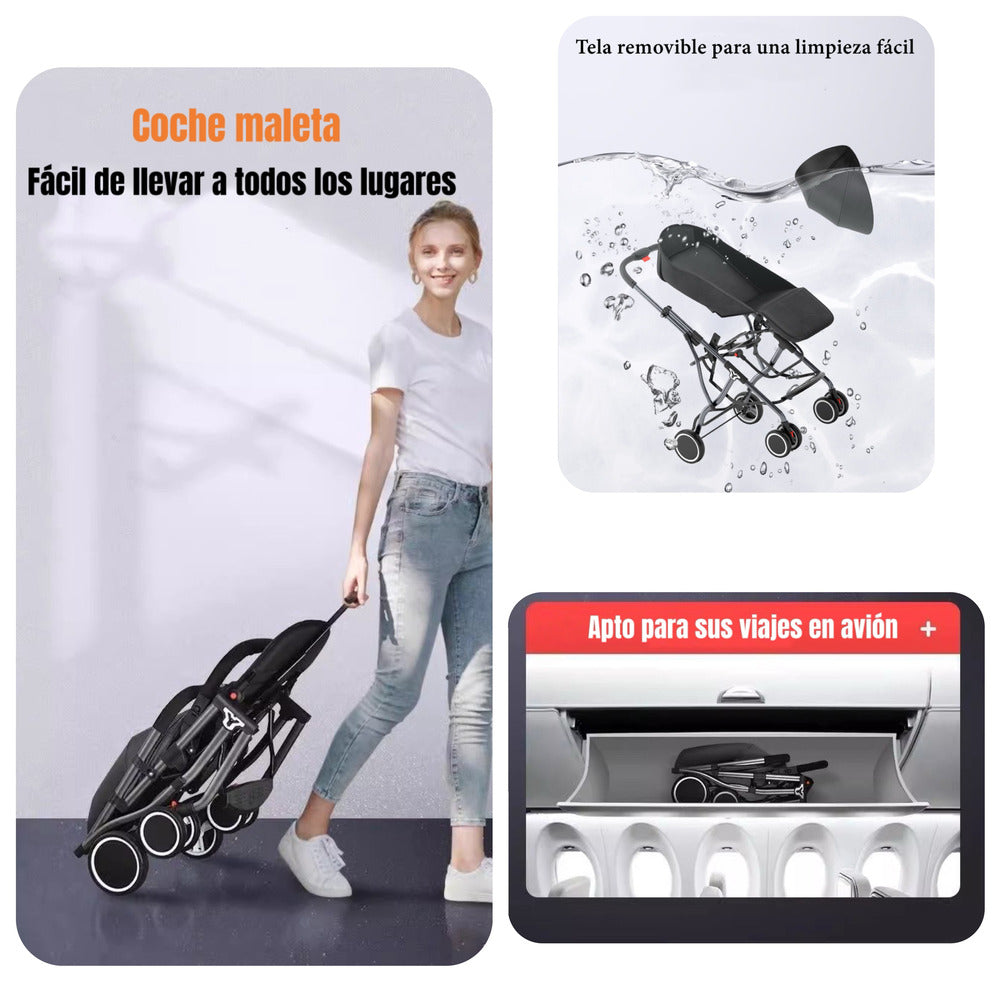 Coche De Paseo Compacto Con Accesorios Lubabycas Black