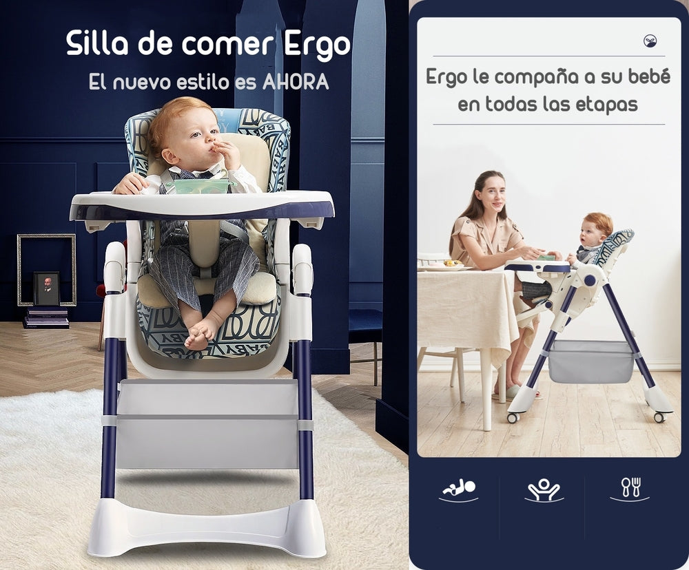 Silla De Comer Multiposiciones Con Ruedas Rosada