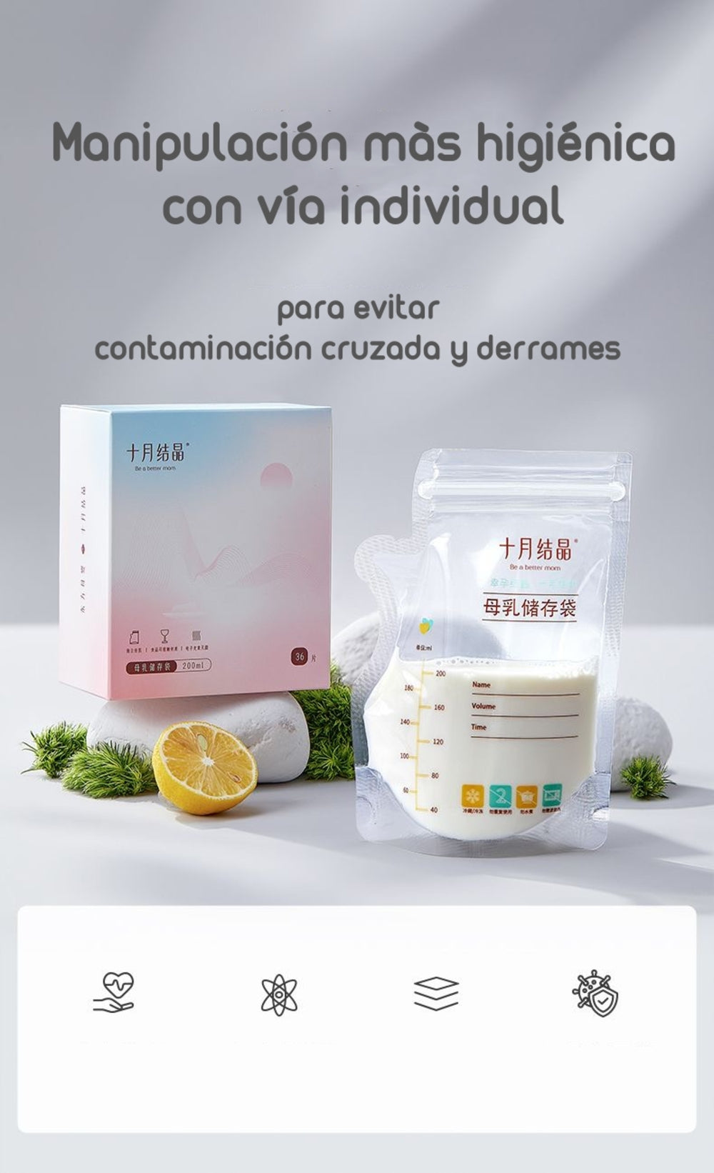 Bolsa Para Leche Maternal 108 Unidades Y 1 Plumón Lubabycas