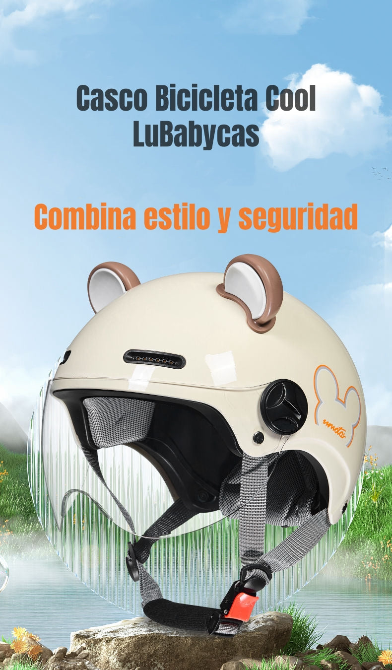 Casco Bicicleta Regulable Con Mica Para Niños Rosado