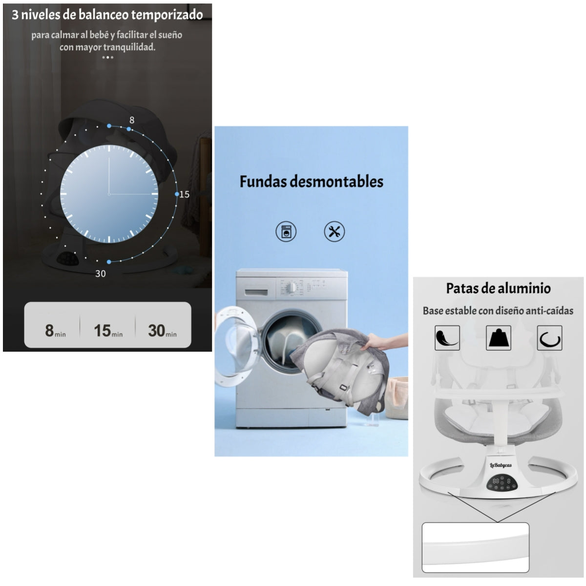Mecedora Eléctrica 2 En 1 Bluetooth Yoya Gris LuBabycas