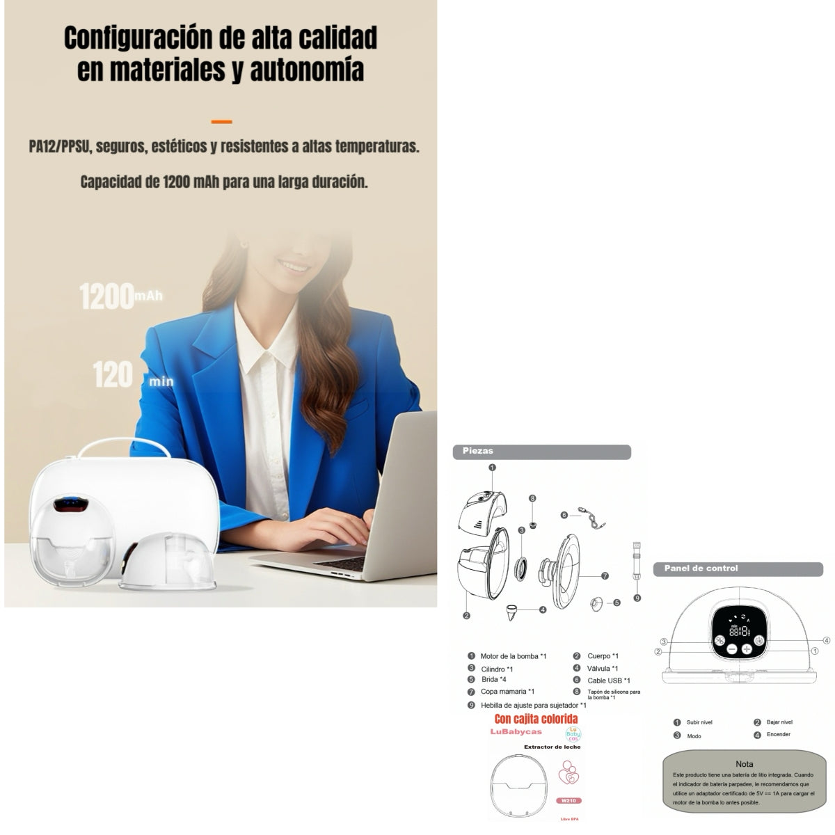 Extractor De Leche Eléctrico Portátil W210 LuBabycas