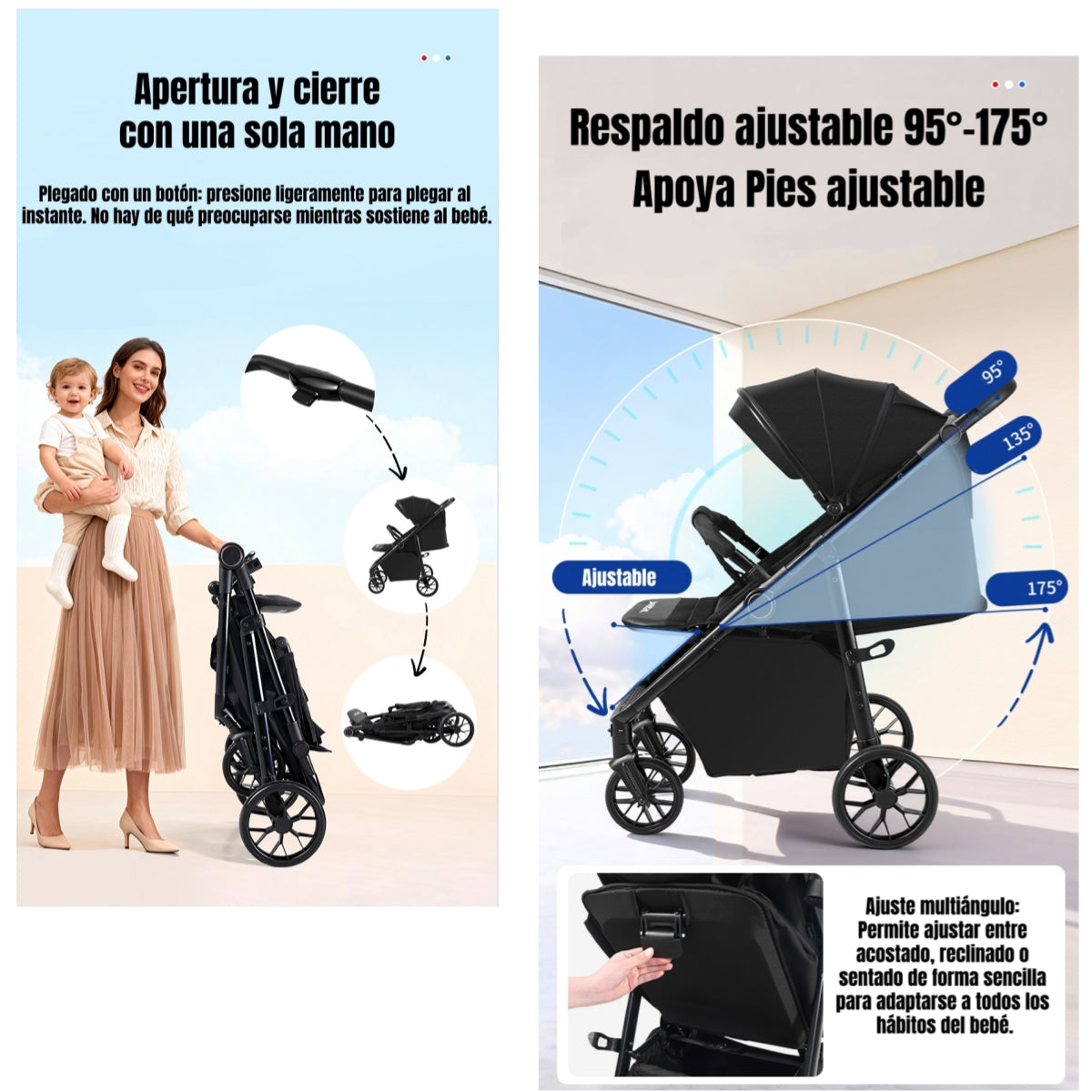 Coche De Paseo Con Posa Vaso 4 Años Iron Negro LuBabycas