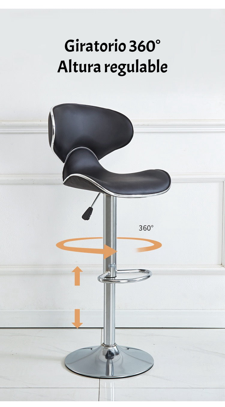 Pack 2 Sillas Piso Bar Premium Negras Altura Regulable YC229