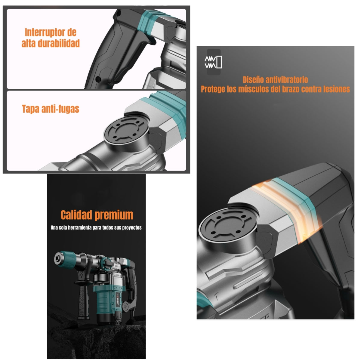 Kit Taladro De Impacto 1200W Industrial Con Caja Accesorios