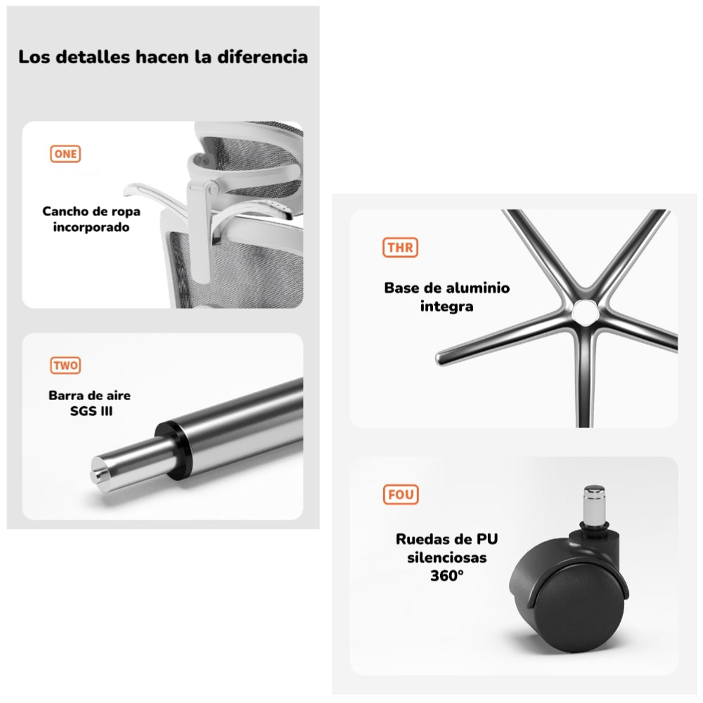 Silla De Escritorio Últra Premium E05 Gris LuBabycas