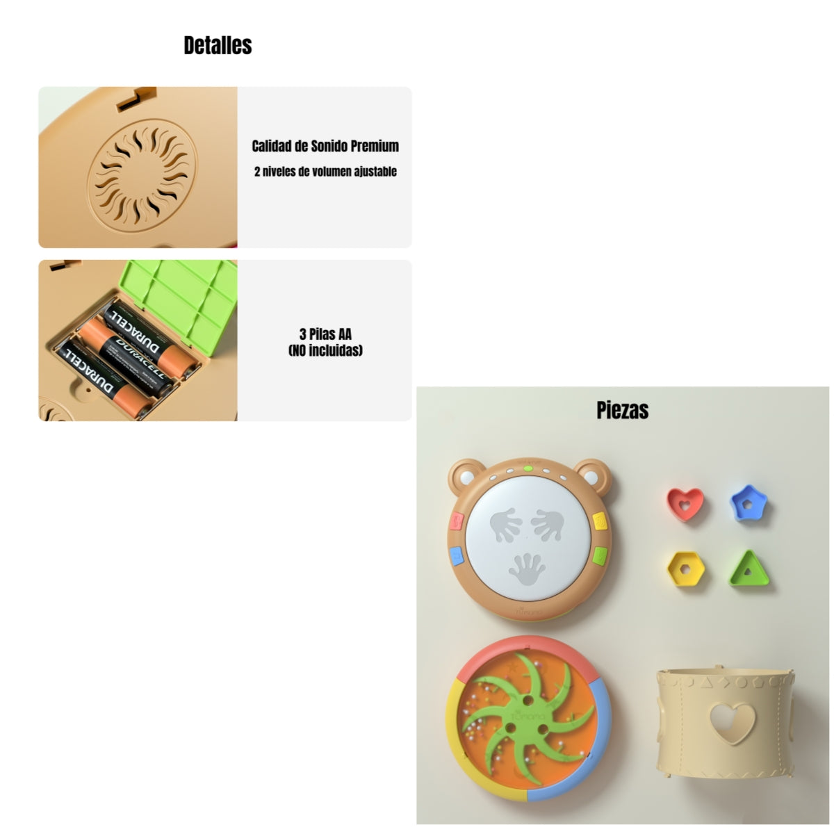 Tambor Musical Niños Multifuncional 6 Modos TM138D LuBabycas