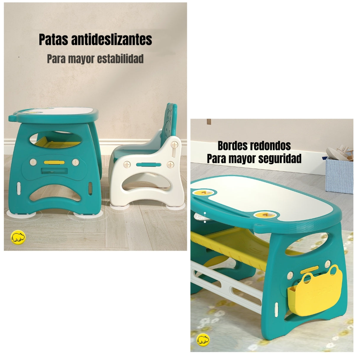 Mesa Con Silla Montessori Para Niños Hipopótamo LuBabycas