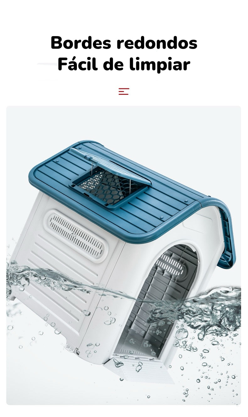 Casa De Perro Mascota Exterior Mediana 75cm Azul LuBabycas