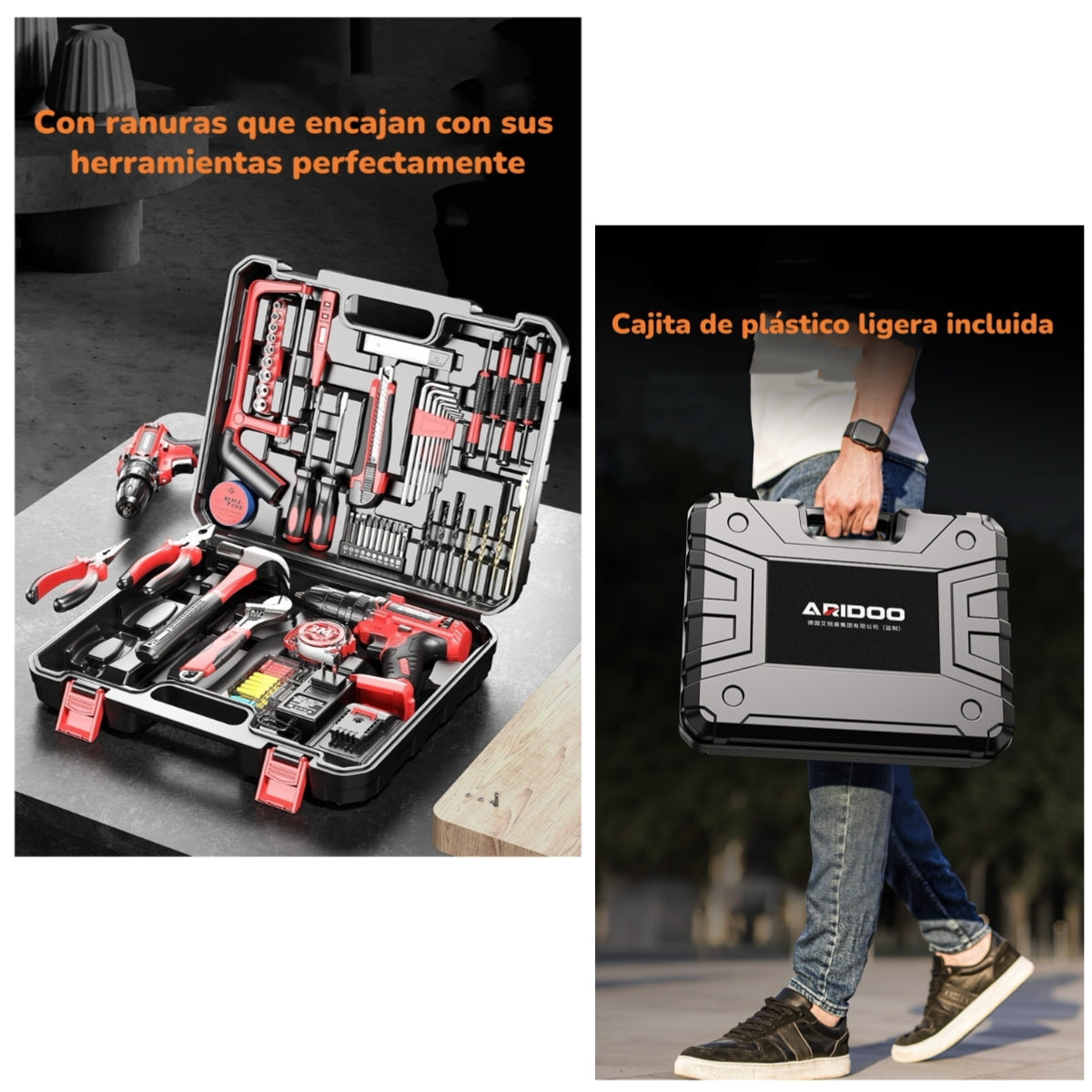 Kit Taladro Inalámbrico 2 Baterías 16,8V 118 Piezas B01