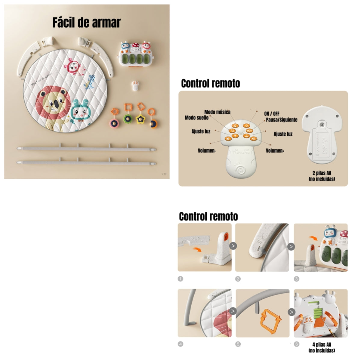 Gimnasio Bluetooth Musical Piano Con Control TM220 LuBabycas