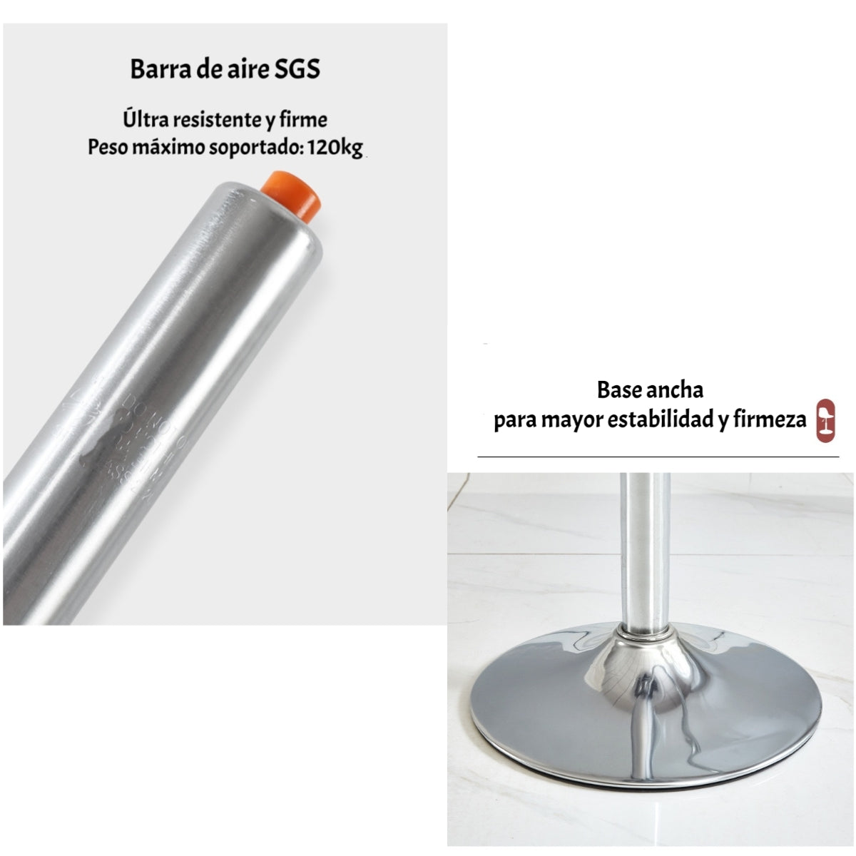 Pack 2 Sillas Piso Bar Blancas Altura Regulable Con Respaldo