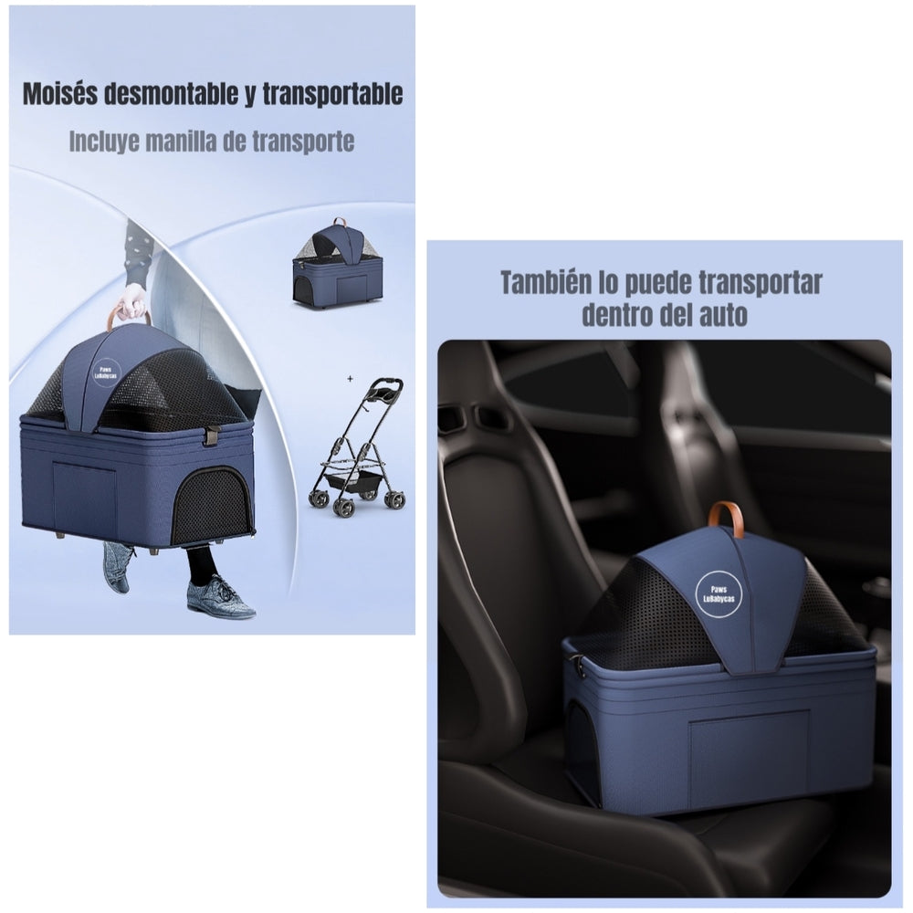 Coche Para Mascotas Plegable 2 En 1 Paws Rosado LuBabycas
