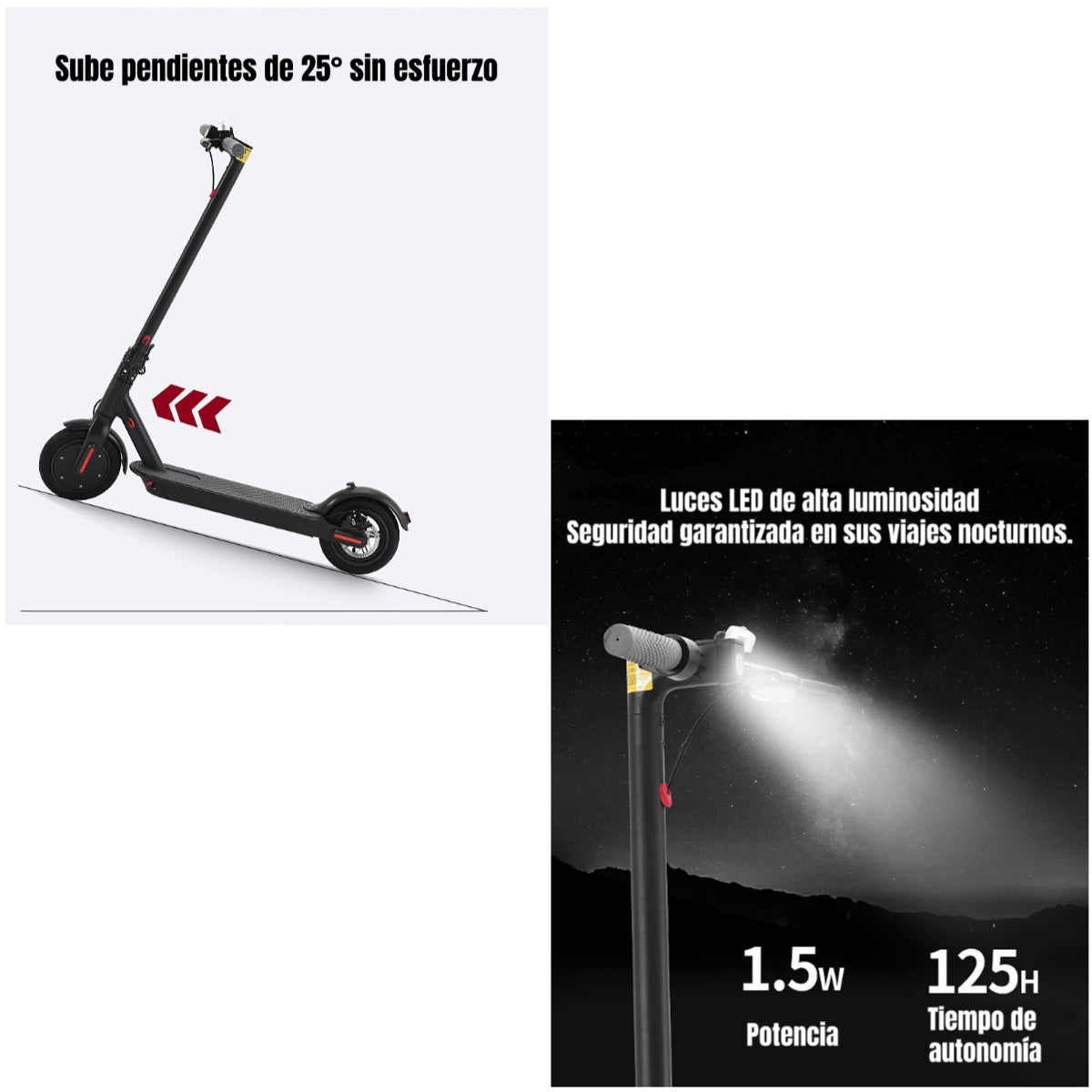 Scooter Adulto Eléctrico Con APP Plegable 30KM Negro Speed