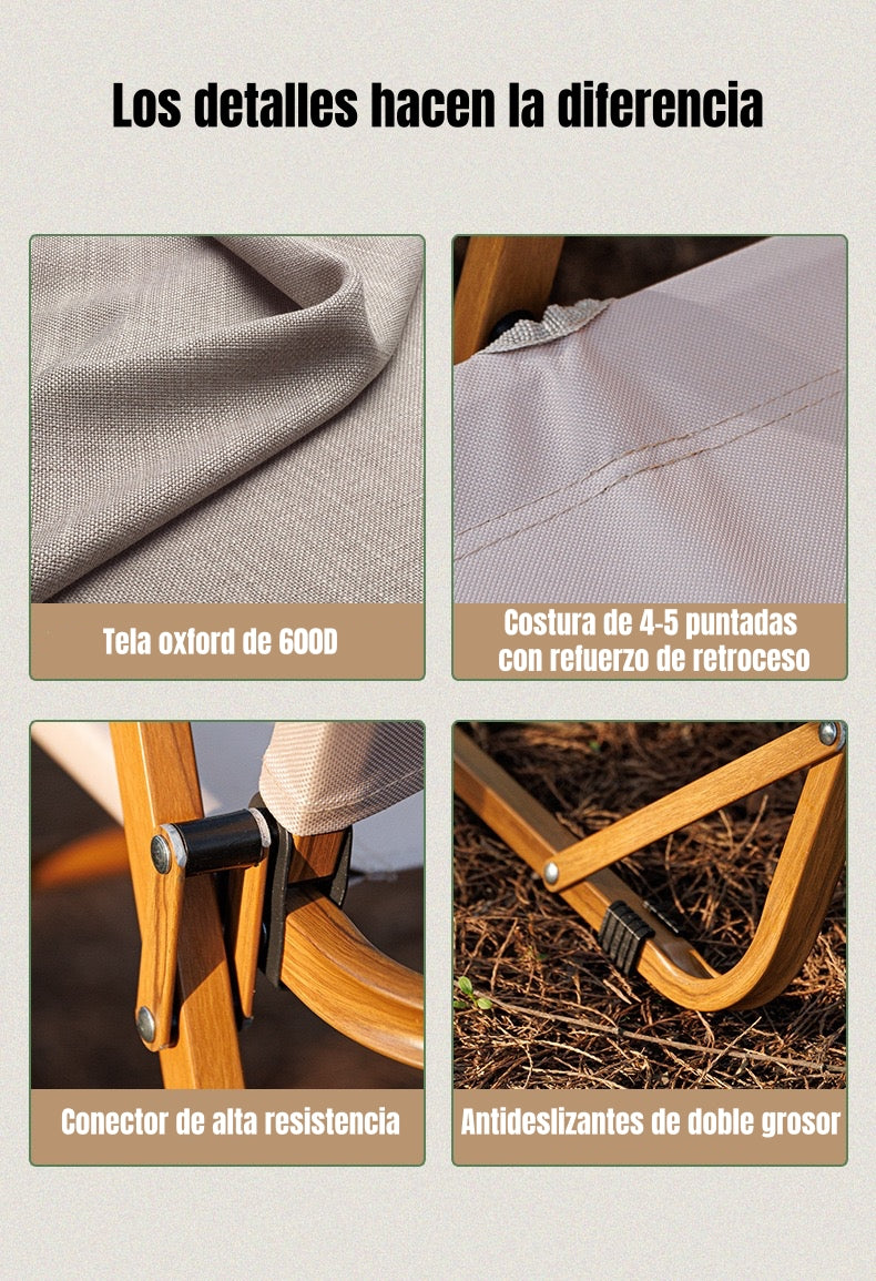 Silla Plegable Camping Con Bolsillo Playa Picnic Beige Kemi