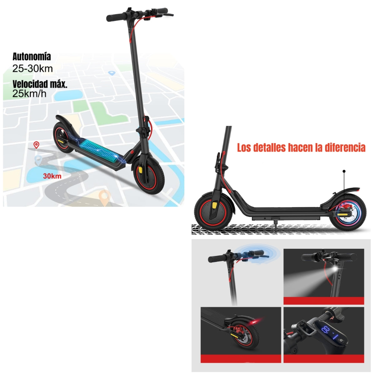 Scooter Adulto Eléctrico 30KM 36V 350W M2 Negro