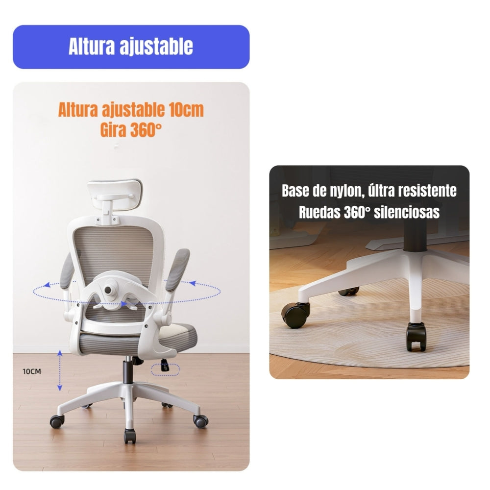 Silla de Escritorio Con Apoya Cabeza W302 Negra By LuBabycas