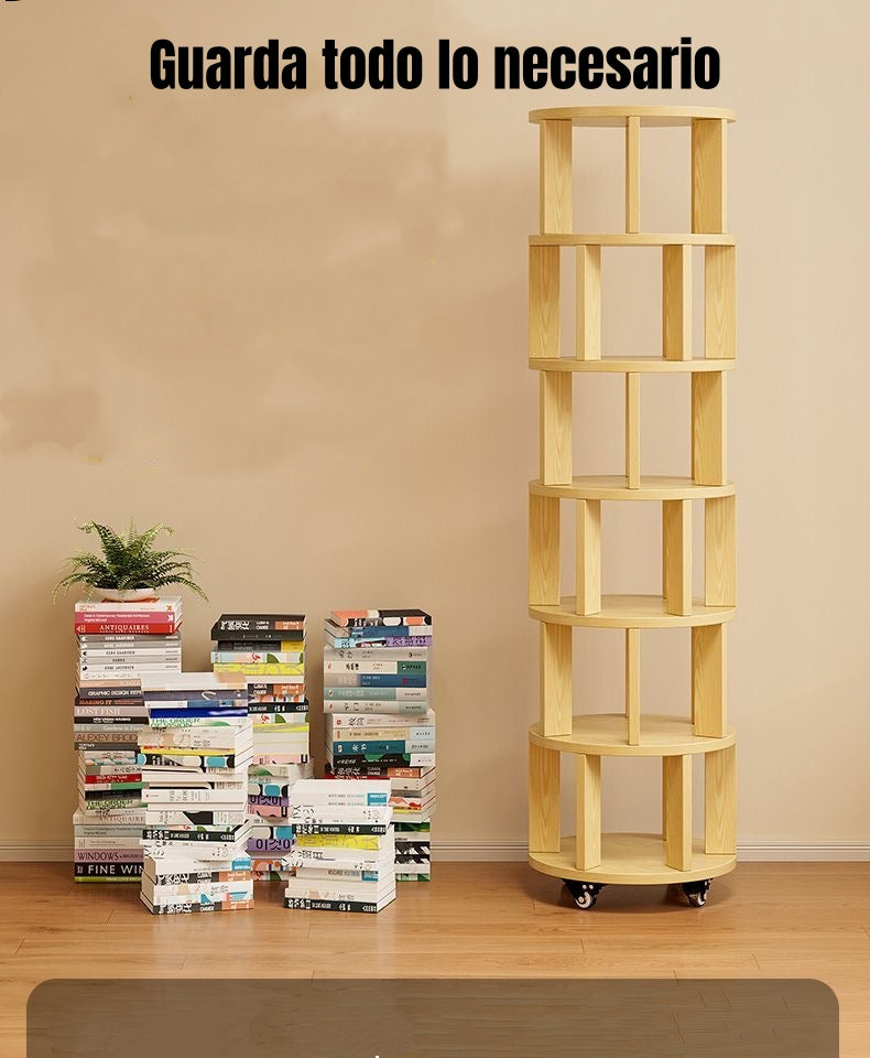 Biblioteca Giratoria 360 Librero Organizador Ruedas 165cm