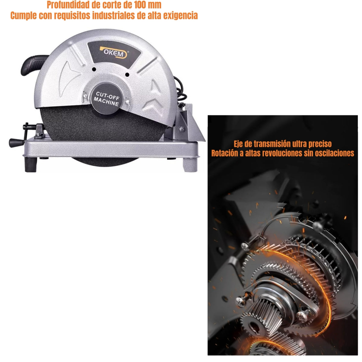 Tronzadora Industrial 14″ 2200W 3800RPM Con Disco G02 Gris