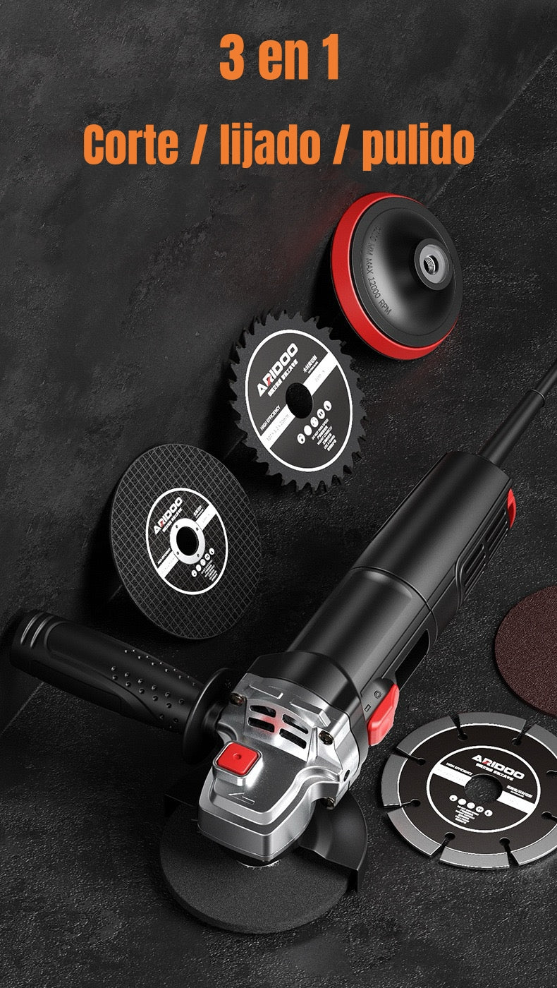 Esmeril Angular Eléctrico 850W Con Discos Más Accesorios