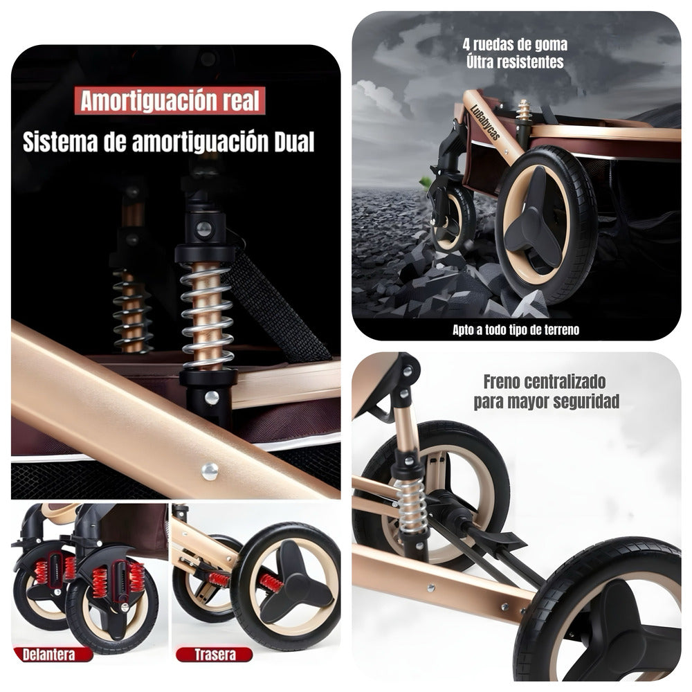 Coche Travel System Con Accesorios Rosado LuBabycas