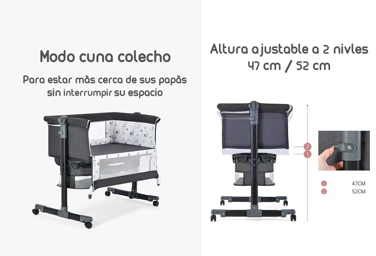 Cuna Colecho Con Mudador Y Accesorios Lubabycas Café