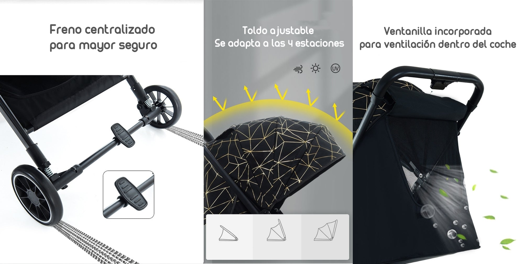 Coche De Paseo Últra Compacto Lubabycas Go Travel Negro