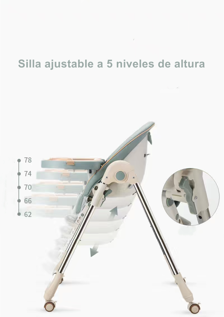 Silla De Comer Reclinable Y Plegable Crema Lubabycas